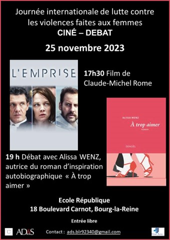 25 novembre : journée internationale pour l’élimination de la violence à l’égard des femmes -   17h30 : ciné-débat à l’école République de Bourg-la-Reine dans Politique Image2-1